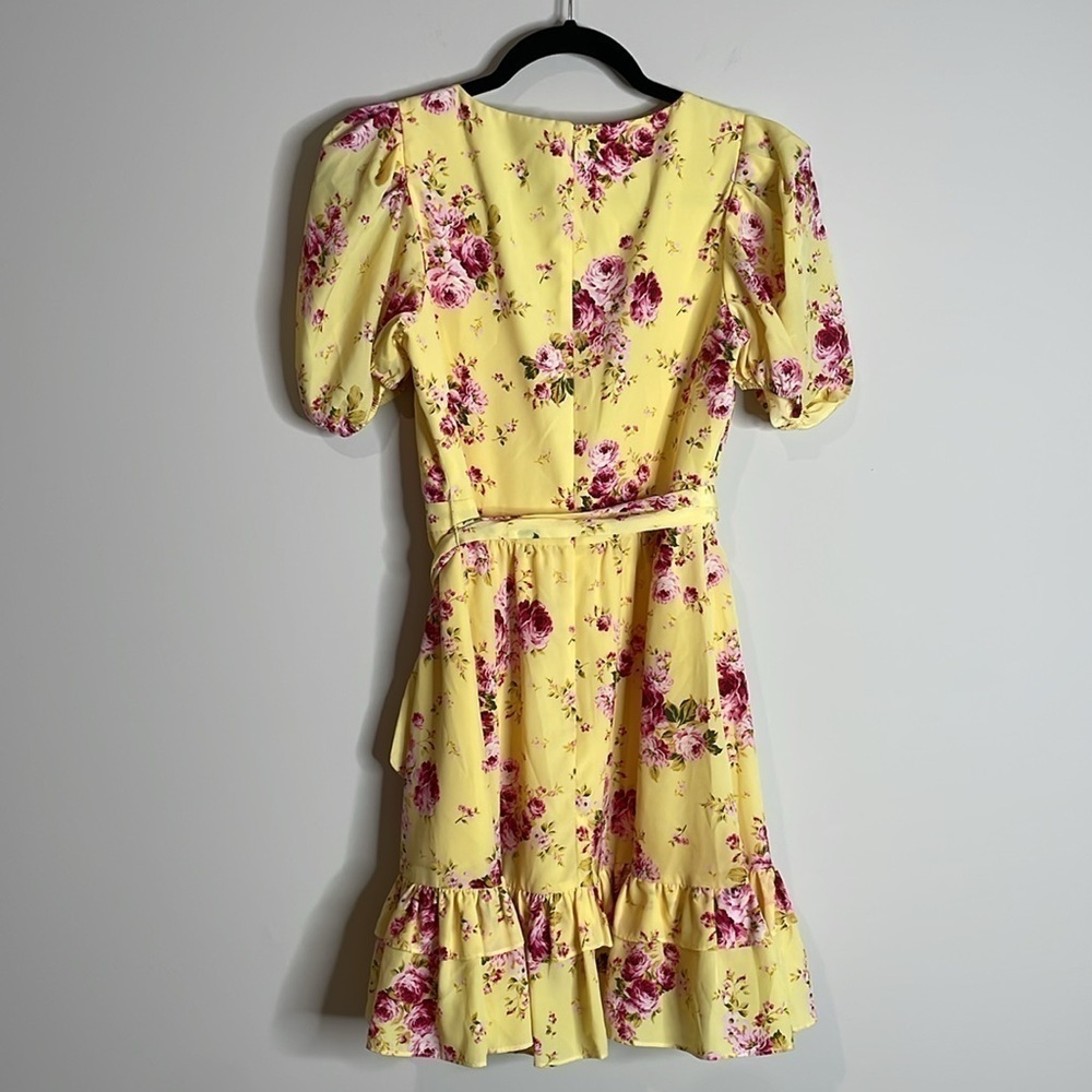 Likely | Mini Quinn Faux Wrap Puff Sleeve Dress in Snapdragon Size 0 - Picture 6 of 8
